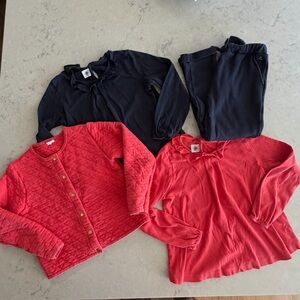 Petit Bateau Girls Bundle Set Lot Cardigan Joggers Pants Long Sleeved Tops 8